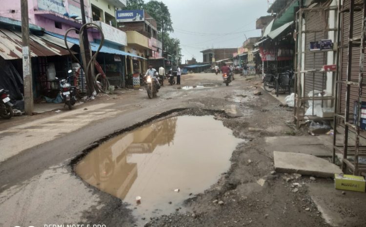  सोनभद्र-: सड़क के गड्ढे बारिश में बन रहे मुसीबत के सबब, म्योरपुर में राहगीर परेशान