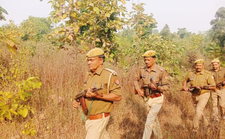  सोनभद्र -: छत्तीसगढ़ से सटे जंगलों में नक्सली गतिविधियों की टोह में पुलिस ने जंगलों में किया काम्बिंग